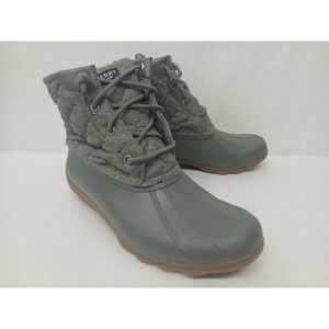 Sperry Womens Syren Gulf Waterproof Quilted Duck Boot STS85656 Gray Brown Sz 9.5